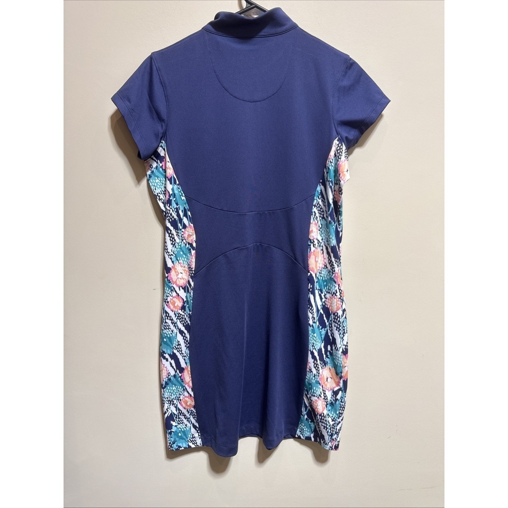 Pebble Beach Womens Dry Luxe Performance Golf Dress M Navy Blue Floral Stretch - Picture 6 of 8